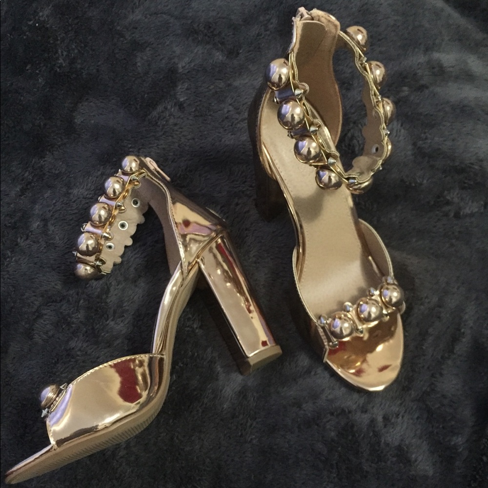 Metallic Bauble Ankle Strap Sandals NWT